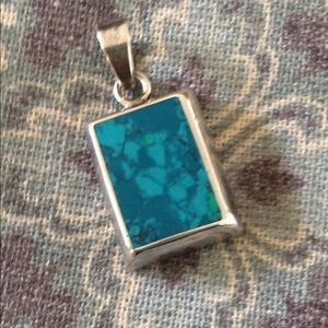 TURQUOISE SET IN STERLING SILVER PENDANT!🦋